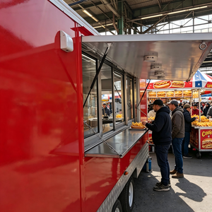 Remorque <span class=keywords><strong>de</strong></span> restauration personnalisable entièrement équipée, cuisine mobile commerciale pour hot-dogs, hamburgers, frites - Product Image 2