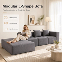 Canapé modulaire compressé en forme de L, 4 places, en mousse à mémoire de forme, sans structure de soutien