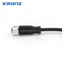 Câble de connexion KRONZ M12, 3 broches, femelle, droit, 3 m de long, gaine en PVC, blindé, IP67, pour capteurs en alliage