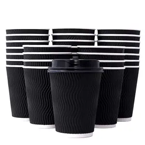 Custom Coffee Cups Disposable Paper Cups Biodegradable Packaging Double Corrugated Coffee Paper Tea Cups Double Wall Teacups