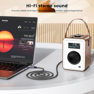 Câble audio Hi-Fi 3,5 mm tressé en nylon plaqué or, de qualité supérieure, vente en gros d'usine - Product Image 4