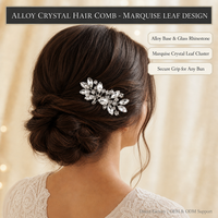 Peigne à cheveux en cristal Marquise, alliage argenté, strass, pour femmes et filles, mariage, bal de promo, coiffure élégante, scintillante