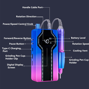Professional 40000RPM Strong Cordless Dc Motor <b>Nail</b> Polisher Rechargeable Multi-color Portable Electric <b>Nail</b> Drill Machine - Product Image 4