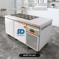 Lemari Pendingin Salad & Meja Persiapan Soardragon Komersial 2 Pintu Stainless Steel dengan Pintu Anti-Kabut & Kontrol Temperatur Digital
