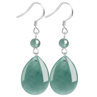 Boucles d'oreilles clous en jadéite naturelle authentique de qualité A, motif fleur bleue, Forever Star, en argent 925, jadéite de qualité glace, plaqué or 18 carats, pour femme
