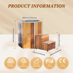 Nuevo Bañera de Inmersión Fría Hexagonal de Cedro Rojo para 1 Persona con Enfriador y Filtro, Baño de Hielo - Product Image 3