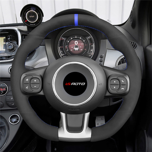Funda de Cuero para <span class=keywords><strong>Volante</strong></span> Deportivo de 4 Radios y 380 mm para Abarth 595/595C/695/695C y <span class=keywords><strong>Fiat</strong></span> <span class=keywords><strong>500</strong></span>/500C 2016-2021 LS AUTO - Product Image 2
