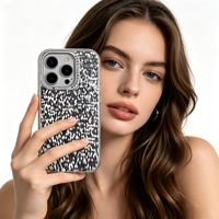 Coque de téléphone tendance à paillettes pour iPhone 11-17, coque de luxe en PC avec paillettes brillantes et protection d'appareil photo en strass étincelant