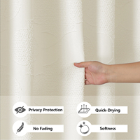 Rideau de douche floral texturé naturel OWENIE 72 x 78 pouces 100 % polyester séchage rapide rideau de salle de bain pour l'intimité