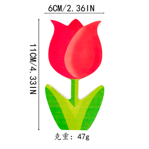 زهور خشبية ملونة من ألواح MDF على شكل زهرة التوليب لتزيين الرفوف في المنزل الريفي خلال عيد الفصح والربيع - Product Image 4