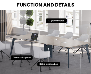 High Load Bearing Conference <b>Table</b> Large Office Desk E1 Grade MDF Fireproof Coating – 20mm Thick Panel with Cable Junction Box - Product Image 2