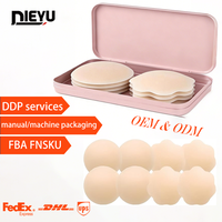 4 paires de cache-tétons pour femmes, couvre-tétons réutilisables en silicone adhésif, pour soutien-gorge sans bretelles, maillots de bain, robes, emballage en boîte métallique