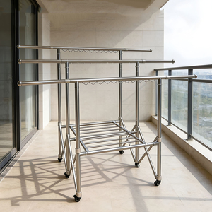 Séchoir à linge autoportant en acier inoxydable, pliable et extensible, pour balcon, intérieur et extérieur, vente en gros - Product Image 6