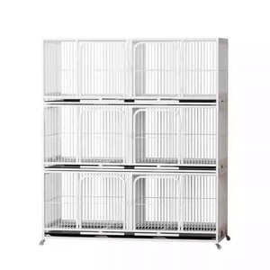 Toptan büyük istiflenebilir sergi açık klinik galvanizli kedi kafesi 3-Piece Set 2-Layer kedi kafesi - Product Image 1