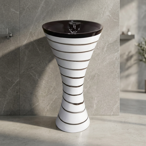 New Color Rectangular Ceramic Wash Basin With <b>Full</b> Pedestal Bathroom Sanitary Ware Lavabo Sink Freestanding Set - Product Image 2