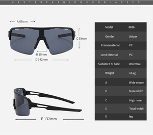 <span class=keywords><strong>Gafas</strong></span> de Ciclismo Deportivas de Diseño <span class=keywords><strong>Ban</strong></span> <span class=keywords><strong>Ray</strong></span> al por Mayor, HD UV400, Montura Grande, Almohadillas Nasales de Goma, <span class=keywords><strong>Gafas</strong></span> de Sol para <span class=keywords><strong>Hombre</strong></span> y Mujer - Product Image 6
