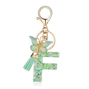 Llavero con Letras del Alfabeto, 26 Letras Disponibles, Creativo Llavero de Resina Epoxi con Mariposa Verde, Colgante para Bolsa, el Mejor Regalo de Amistad - Product Image 6