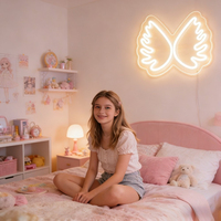 Letrero LED de Neón con Alas de Ángel, Luz de Pared Atenuable, Decoración Romántica para el Hogar, Dormitorio, Boda, Fiesta, Regalo Ideal para Parejas