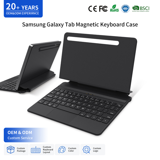 Premium Keyboard Case for Samsung Galaxy Tab S10 S9 S8 S7 PU Leather Wireless Folio with Touchpad & Backlit Rechargeable