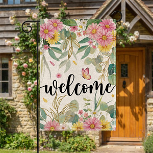 2026 Cross-Border Spring/Summer Floral Polyester Rectangle <b>Garden</b> <b>Flag</b> Outdoor Patio Decoration Welcome Double-Sided Printed - Product Image 1