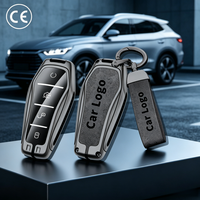 Étui de luxe en métal pour clé de voiture avec clip porte-clés, résistant aux rayures, pour clé Byd, finition texture cuir
