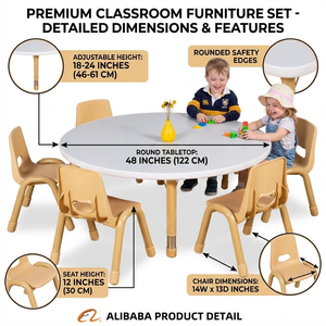 Ensemble table et chaise Montessori réglables en bois moderne, écologique et <span class=keywords><strong>de</strong></span> haute qualité pour l'école, la garderie et la salle <span class=keywords><strong>de</strong></span> classe - Product Image 2