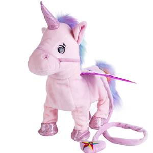 Juguete <span class=keywords><strong>interactivo</strong></span> de peluche de <span class=keywords><strong>unicornio</strong></span>, figura de caballo de Ángel de peluche eléctrico con relleno de algodón PP, regalo para caminar y cantar para niños - Product Image 3