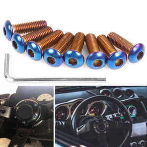 Tornillos para Volante de Coche M5X0.8, Cabeza Plana y Redonda, Azul Verde, Acero Inoxidable 304, Pernos de Fijación para Modificación de Carreras - Product Image 1