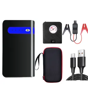 12v 12800mAh Car Battery Jump Starter portable Portable Emergency Car Jump Starter With Air Compressor Smart Safety Cable