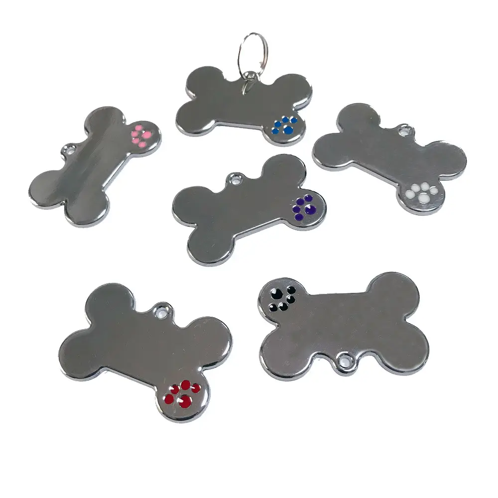 En gros Personnaliser En Acier Inoxydable Métal Pet Tags Personnalisé DIY En Forme D'os Chaînes Nom ID Chien Tags pour la Gravure