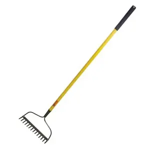 Long Fiberglass Handle 14 Teeth Garden Soil Bow Rake Lawn Leaf Farming Rake