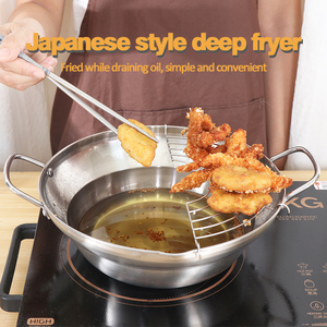 หม้อทอดสแตนเลสพร้อมตะกร้าสำหรับบะหมี่เฟรนช์ฟรายไก่ทอดเทมปุระ304สั่งซื้อขั้นต่ำ100ชิ้น - Product Image 2