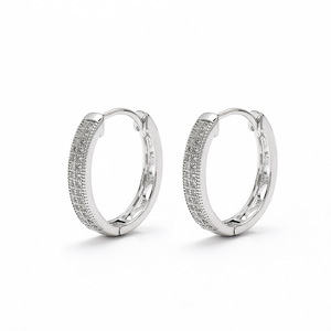 <b>Huggie</b> Earrings Gold Micro Insert Round Geometric Everyday Wear - Product Image 4