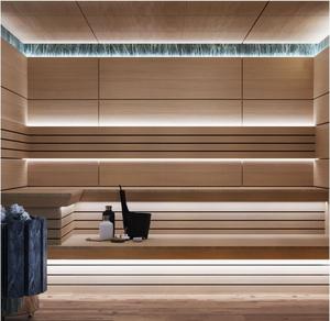 Sauna sec intérieur traditionnel finlandais au design moderne, poêle 6 kW, bois massif de pruche, fenêtres à traverse, vapeur personnelle - Product Image 6