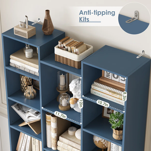 Estanterías de Madera para Libros, Estantería de Exhibición de Libros Azul Prusia, Mueble de Almacenamiento para Niños, Muebles de Oficina, Sala de Estar, Diseño Moderno 5+ - Product Image 6