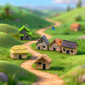 Miniature per Giardinaggio, Casa in Resina per Giardino Incantato, Figurine Artigianali per Bonsai Fai-da-Te, Micro Villaggio, Decorazione per Terrario da Scrivania - Product Image 1