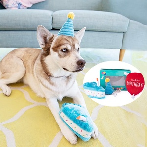 Mutlu doğum günü interaktif hediye Donut gıcırtılı oyuncaklar köpek doğum günü peluş Donut kek kemik sütlü çay - Product Image 6