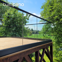 Rampe d'escalier moderne en aluminium pour appartement, design intérieur, avec profilé en U et balustrade en verre sans cadre pour balcon résidentiel et villa