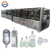 Ligne de fabrication entièrement automatique pour le remplissage et le scellage de flacons de sérum physiologique IV de 100 à 1000 ml, aseptique, grand volume