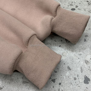 เสื้อมีฮู้ดเสื้อครอปแบบมีฮู้ดสำหรับทั้งชายและหญิงผ้าฟลีซเทอร์รี่ลายกราฟิกโอเวอร์ไซส์ไม่มีลาย420 GSM - Product Image 5