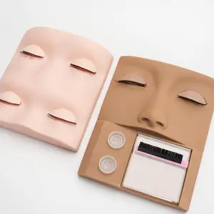 3 Colors Eyelash Extension Training Flat Silicone Mannequin Model Head With Removable Replacement Lashes Training Tools