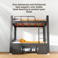 Lits superposés modernes minimalistes avec garde-corps et rangement pour dortoirs étudiants, appartements et chantiers de construction - Structure en acier