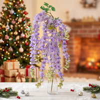 Fleurs artificielles de glycine en tissu faites à la main - Décoration d'Halloween, fleurs de mariage artificielles réalistes en glycine