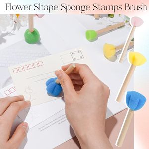Décor à la maison bricolage <span class=keywords><strong>peinture</strong></span> outils d'art mural pour enfants éponge en mousse avec manche en <span class=keywords><strong>bois</strong></span> pour acrylique aquarelle <span class=keywords><strong>vernis</strong></span> peintures de fleurs - Product Image 6