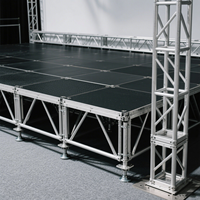 Scène en contreplaqué noir certifiée TUV CE 6061-T6, installation facile, scène en aluminium pour salon professionnel, scène pliante en aluminium pour location