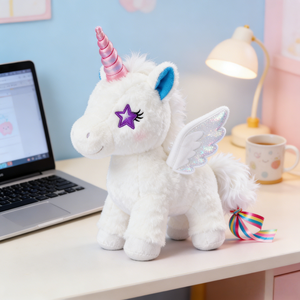 <span class=keywords><strong>Licorne</strong></span> en peluche enchantée avec ailes scintillantes, cadeau d'anniversaire, cadeau <span class=keywords><strong>de</strong></span> Noël <span class=keywords><strong>secret</strong></span>, garniture <span class=keywords><strong>de</strong></span> panier <span class=keywords><strong>de</strong></span> Pâques, accent <span class=keywords><strong>de</strong></span> décoration d'étagère, 100% polyester - Product Image 3
