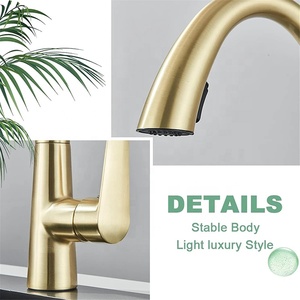 <span class=keywords><strong>Robinet</strong></span> mitigeur chaud et froid monté sur le pont de <span class=keywords><strong>cuisine</strong></span> <span class=keywords><strong>Robinet</strong></span> d'évier extractible en laiton de style moderne - Product Image 5