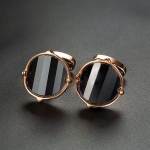 Bán buôn thiết kế lạ mắt của nam giới Phụ kiện đồng <span class=keywords><strong>Rose</strong></span> Gold Plated đá Khuy măng sét - Product Image 4