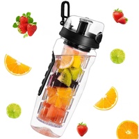 Bouteille d'eau détox minimaliste écologique Madou 1000 ml, sans BPA, en plastique, avec infuseur à fruits et thé, personnalisable, pour le sport, les enfants, mug sûr