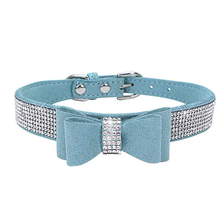 Pet supplies high quality no pull adjustable durable nylon Diamond bow pet dog collar for large medium small dog